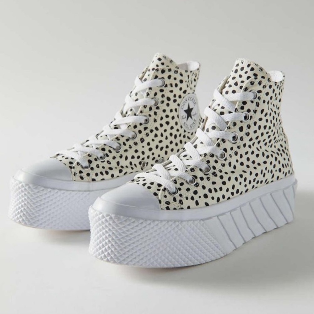 Converse Black and White Spotted Platform Sneakers